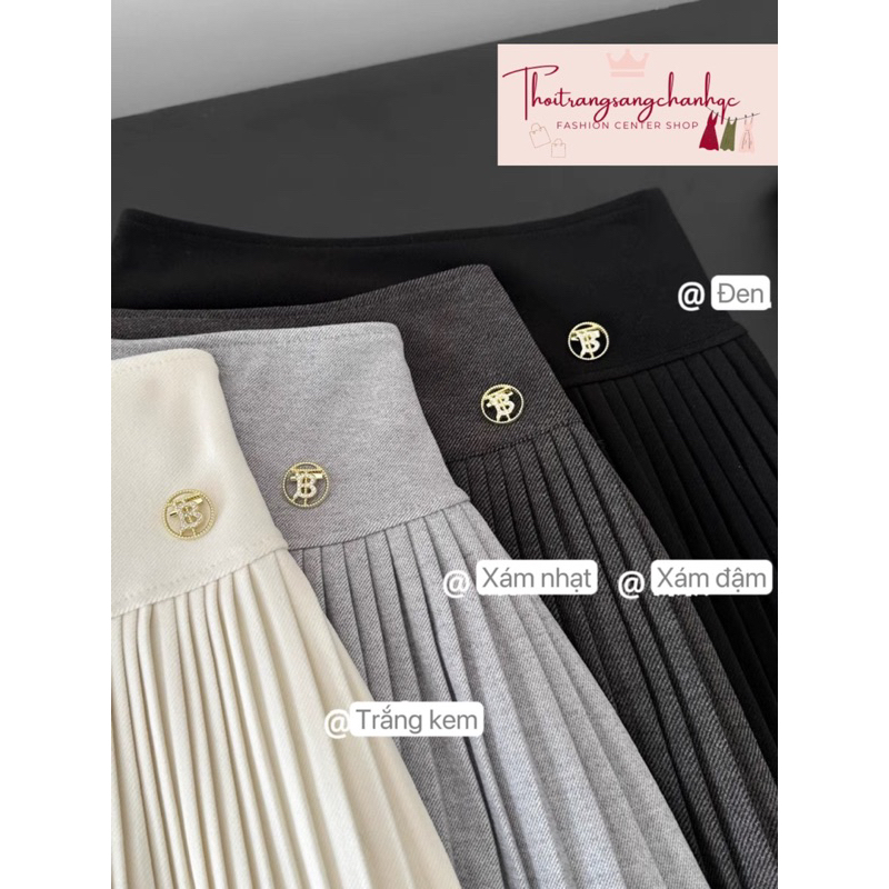 Chân váy xếp ly tennis dáng ngắn kèm cài chữ B có lót trong chất cao cấp qc