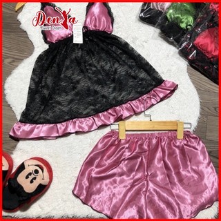 Đồ ngủ ren DenYa kết hợp ren hai dây, mịn màn, xuyên thấu và quyến rủ, DN9