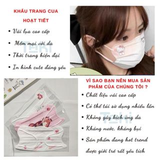 Set 10 cái Khẩu trang con cua in hình họa tiết gấu losto đáng yêu 3 lớp