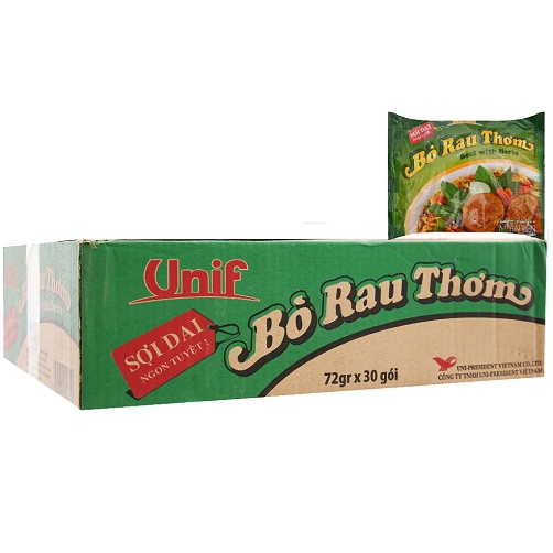 Thùng Mì Bò Rau Thơm Unif 30 Gói