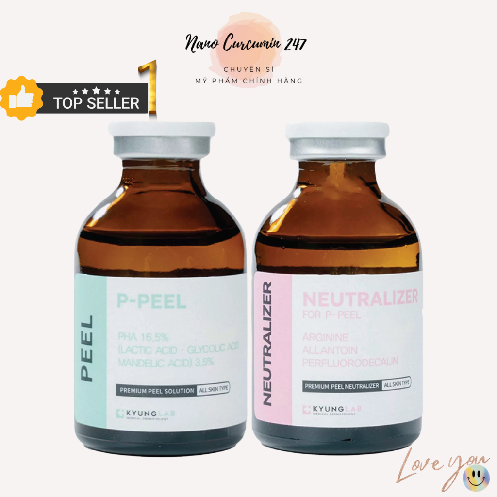 Peel Da KyungLab Cặp Đôi Hoàn Hảo Peel Da Sinh Học Kyung lab P Peel & Nước Trung Hoà Neutralizer Chai 30ml