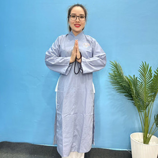 Áo tràng phật tử - áo tràng xẻ tà vải kate nam/nữ bigsize 90kg