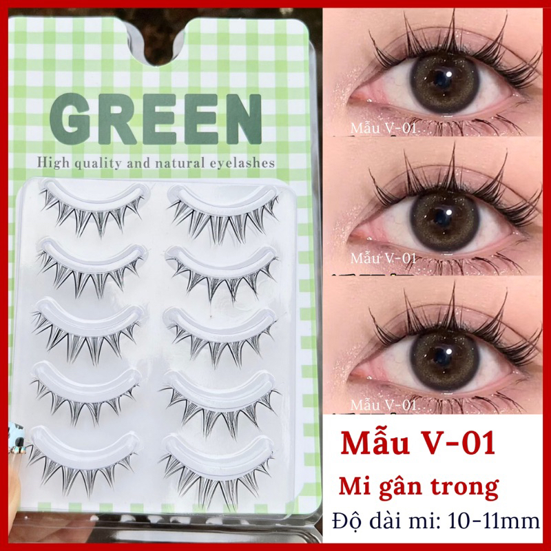 Mi giả gân trong tự nhiên GREEN 5 cặp