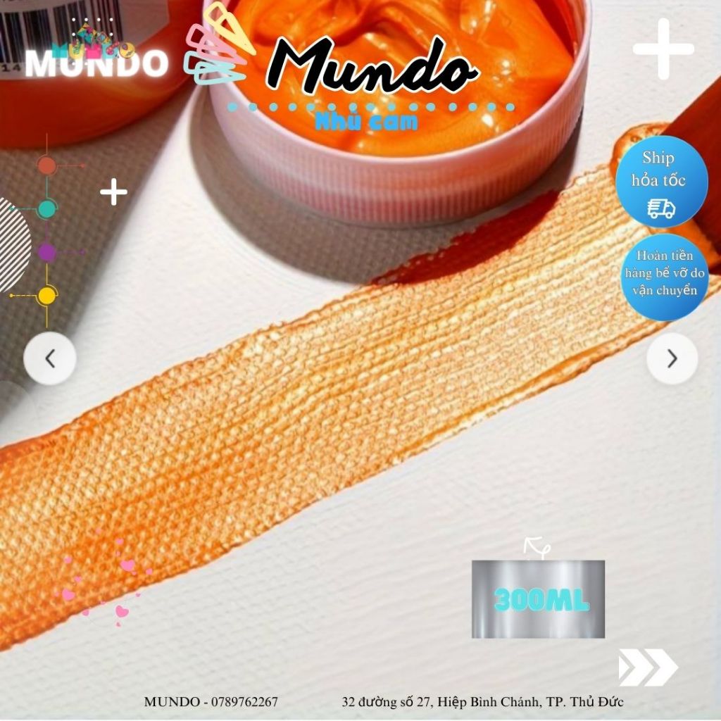 Màu Tô Tượng Nhũ Vàng, Nhũ Bạc 300ml, Màu Vẽ Tranh Tường, Trang Trí Trên Mọi Chất Liệu