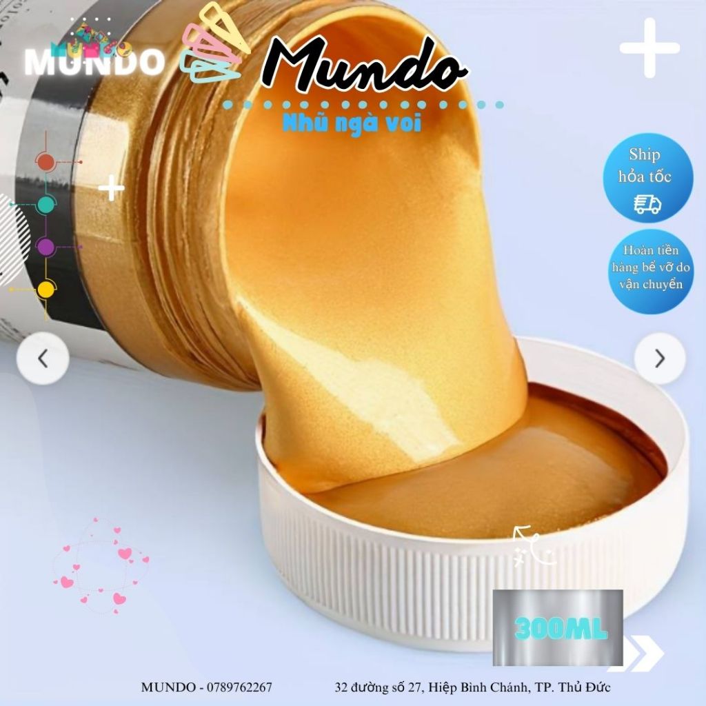 Màu Tô Tượng Nhũ Vàng, Nhũ Bạc 300ml, Màu Vẽ Tranh Tường, Trang Trí Trên Mọi Chất Liệu