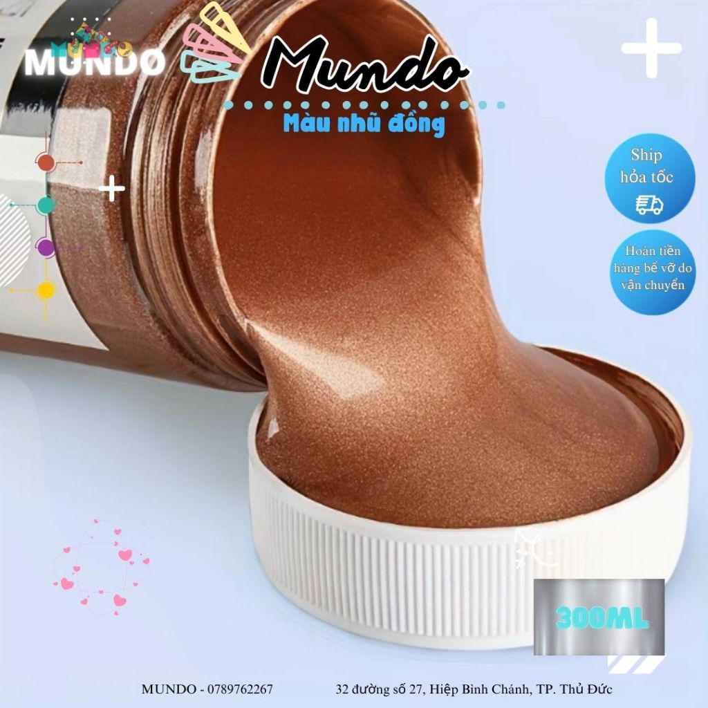 Màu Tô Tượng Nhũ Vàng, Nhũ Bạc 300ml, Màu Vẽ Tranh Tường, Trang Trí Trên Mọi Chất Liệu
