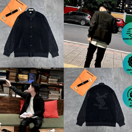 Áo Khoác Bomber Kim Tuyến Nam Nữ YSL 2 Lớp Form Rộng Unisex Chất Dày Dặn Ấm Áp Hàng Loại 1 Cực Đẹp Mẫu Mới Hot 2023