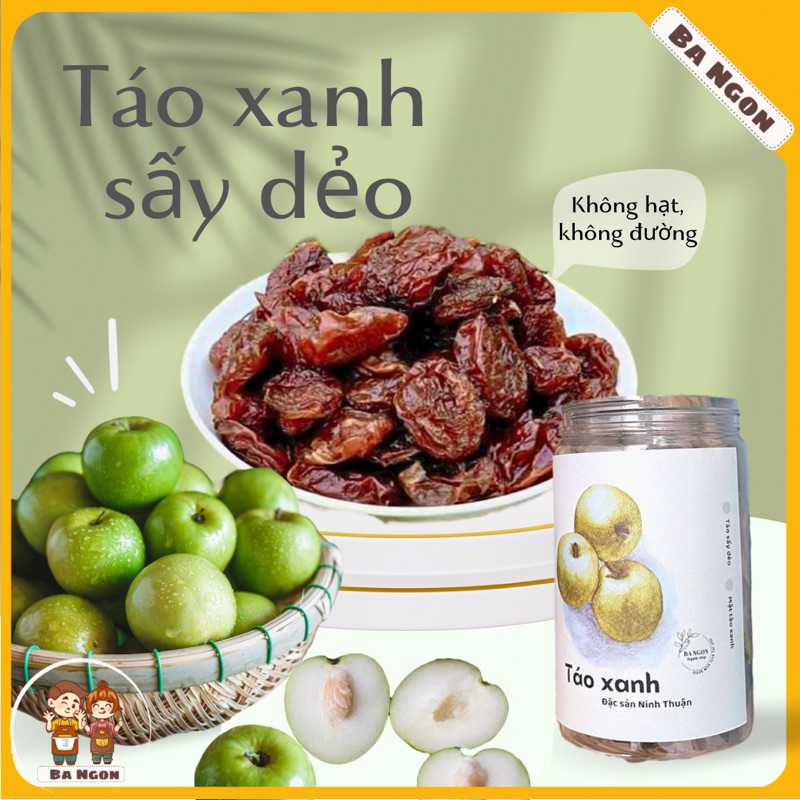Táo xanh sấy dẻo - chua ngọt tự nhiên- sấy mộc không đường