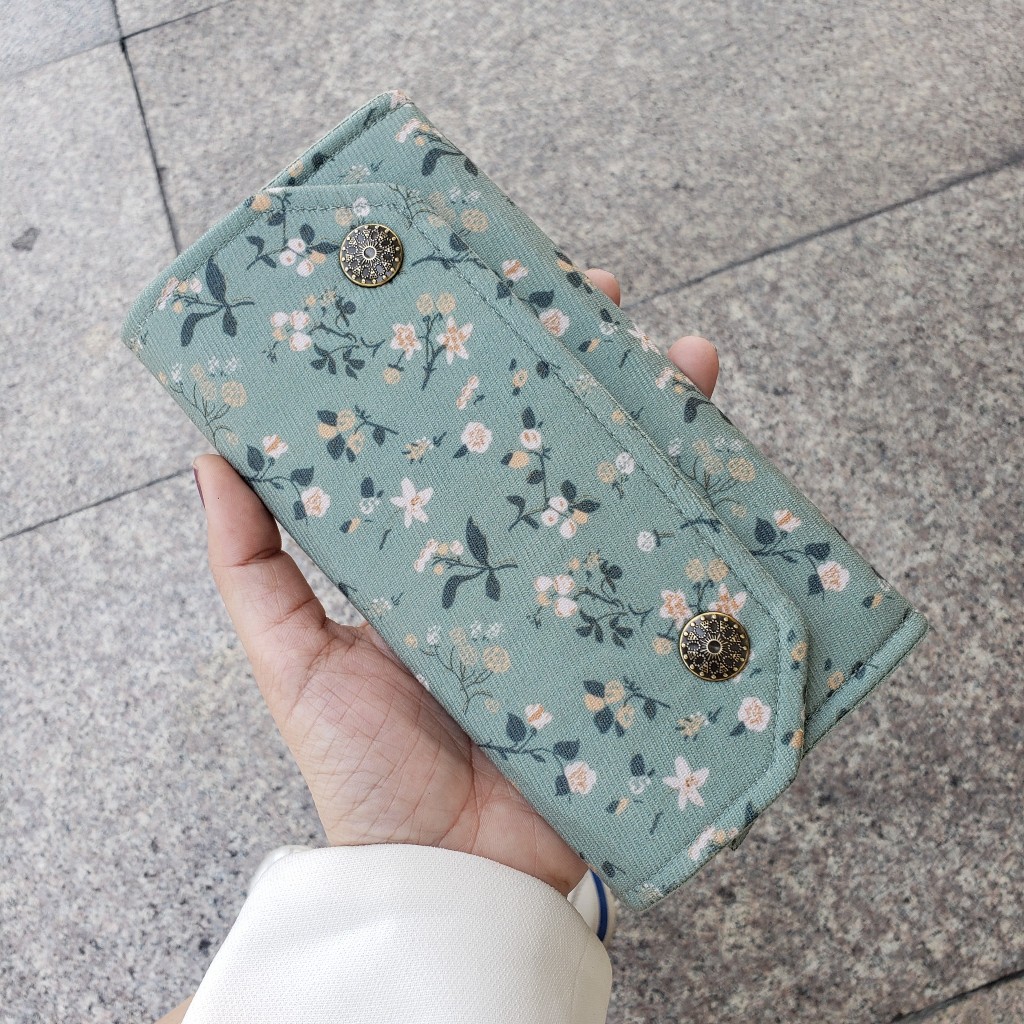 Ví Handmade Dáng Dài Cầm Tay Phong Cách Vintage Họa Tiết Hoa Xinh Xắn