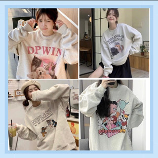 Áo Sweater Nỉ Bông Form Rộng Nam Nữ Unisex Dáng Oversize Xám Tiêu In Hình Nhiều loại dễ thương