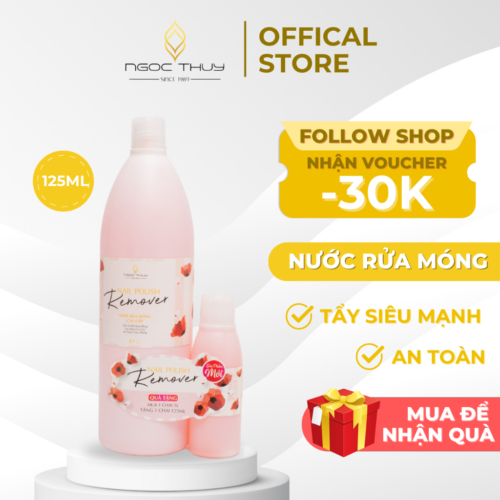 Nước Rửa Móng Tay Acetone Tinh Chất Hoa Hồng Tẩy Rửa Mạnh Ngọc Thủy Nail - Mã RS