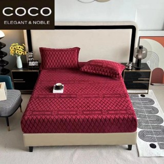 Bộ Ga Gối 3 Món Nỉ Tuyết COCO siêu ấm mùa đông phiên bản màu Đỏ đầy đủ kích cỡ nệm