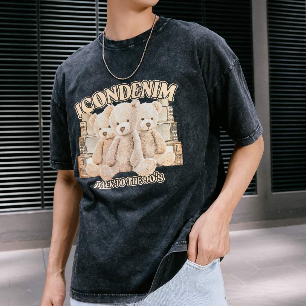 Áo thun nam ICDN Vintage Bears BT90'S chất Cotton dày dặn co giãn 2 chiều thoải mái - ATID0173
