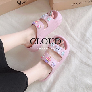 Dép nhựa hai quai kèm sticker gấu pooh dễ thương