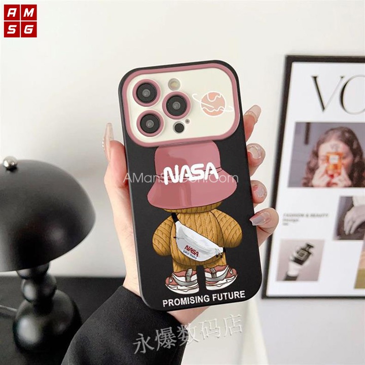 Ốp Lưng iPhone Khung Camera Gấu Dâu Nasa Cho IPhone 7 Plus / X/ Xs/ Xs Max/ 11/12/13/14 Pro Max - A Mẫn Sài Gòn