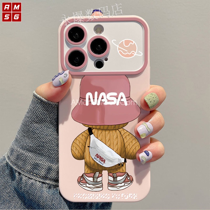 Ốp Lưng iPhone Khung Camera Gấu Dâu Nasa Cho IPhone 7 Plus / X/ Xs/ Xs Max/ 11/12/13/14 Pro Max - A Mẫn Sài Gòn