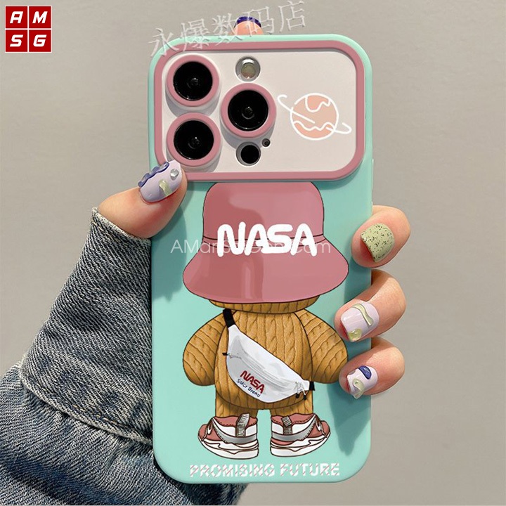 Ốp Lưng iPhone Khung Camera Gấu Dâu Nasa Cho IPhone 7 Plus / X/ Xs/ Xs Max/ 11/12/13/14 Pro Max - A Mẫn Sài Gòn