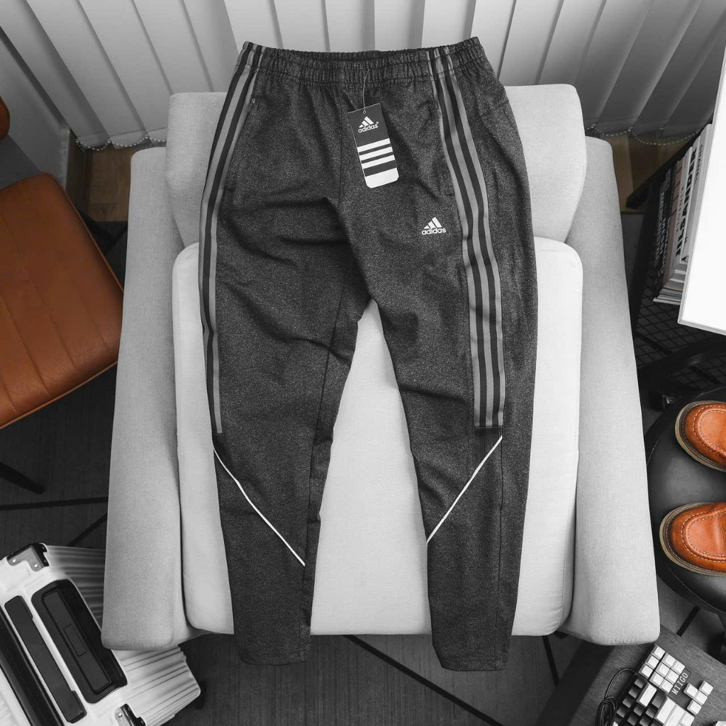 Quần thể thao nam tập gym ống suông ba sọc chất thun Cotton Poly nhám co giãn 4 chiều - VNXK