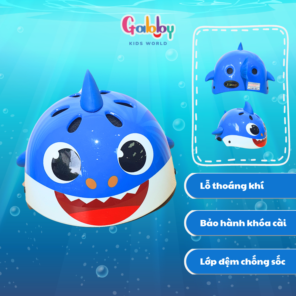 Mũ Nón Bảo Hiểm Trẻ Em Cá Mập Baby Shark Đáng Yêu Siêu Thoáng Nhẹ Cho Bé Trai, Bé Gái (Vàng/ Xanh/ Hồng)