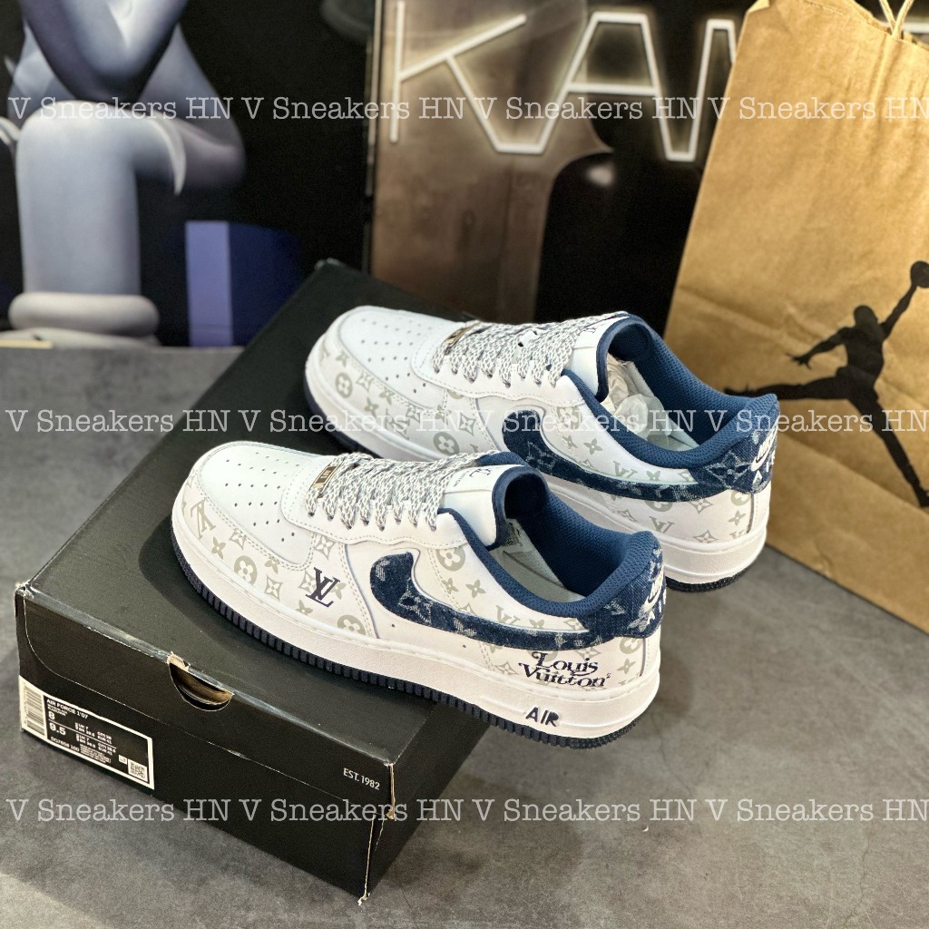 Giày Thể Thao Nike_Air Force 1 Louis Vuitton White Blue – AF1 LV Denim