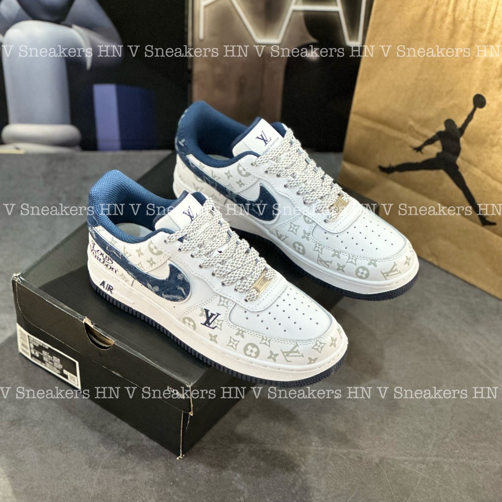 Giày Thể Thao Nike_Air Force 1 Louis Vuitton White Blue – AF1 LV Denim