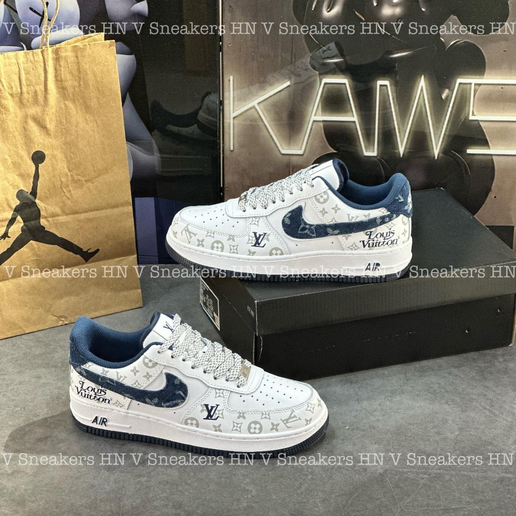 Giày Thể Thao Nike_Air Force 1 Louis Vuitton White Blue – AF1 LV Denim