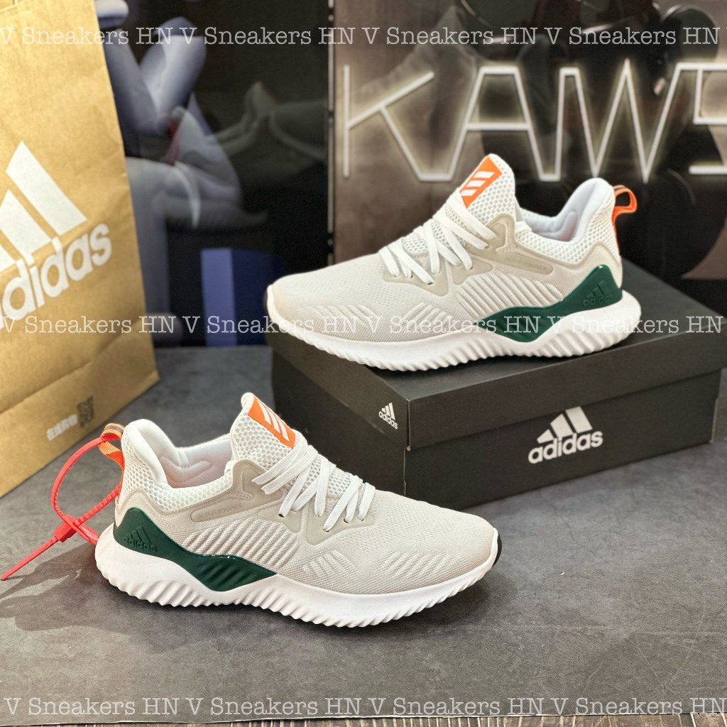 Giày Thể Thao adidas_Men's Alphabounce Running Shoe - White/Orange/Green,Alpha Xanh Trắng