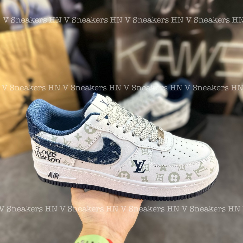 Giày Thể Thao Nike_Air Force 1 Louis Vuitton White Blue – AF1 LV Denim