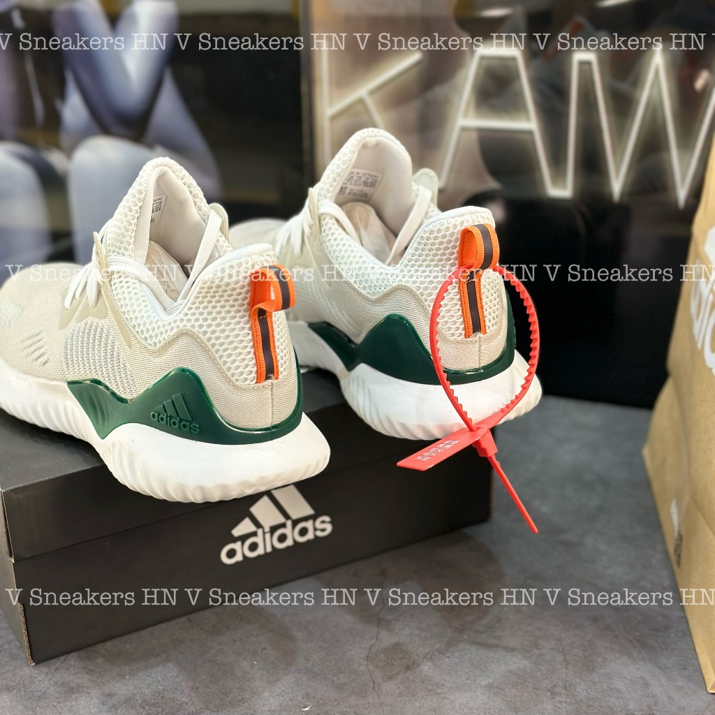 Giày Thể Thao adidas_Men's Alphabounce Running Shoe - White/Orange/Green,Alpha Xanh Trắng