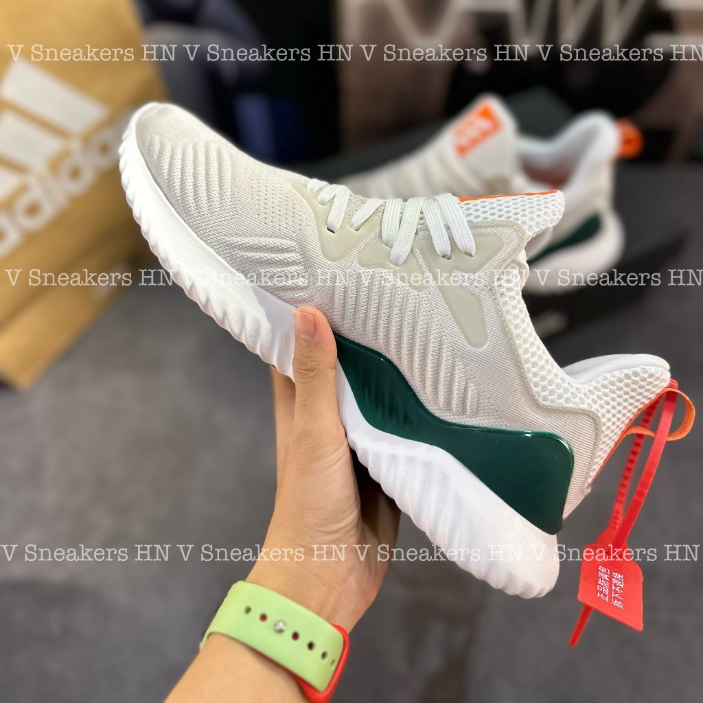 Giày Thể Thao adidas_Men's Alphabounce Running Shoe - White/Orange/Green,Alpha Xanh Trắng