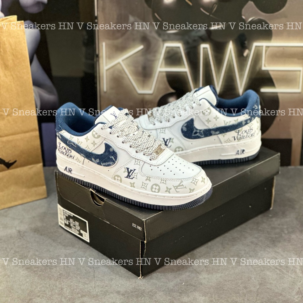 Giày Thể Thao Nike_Air Force 1 Louis Vuitton White Blue – AF1 LV Denim