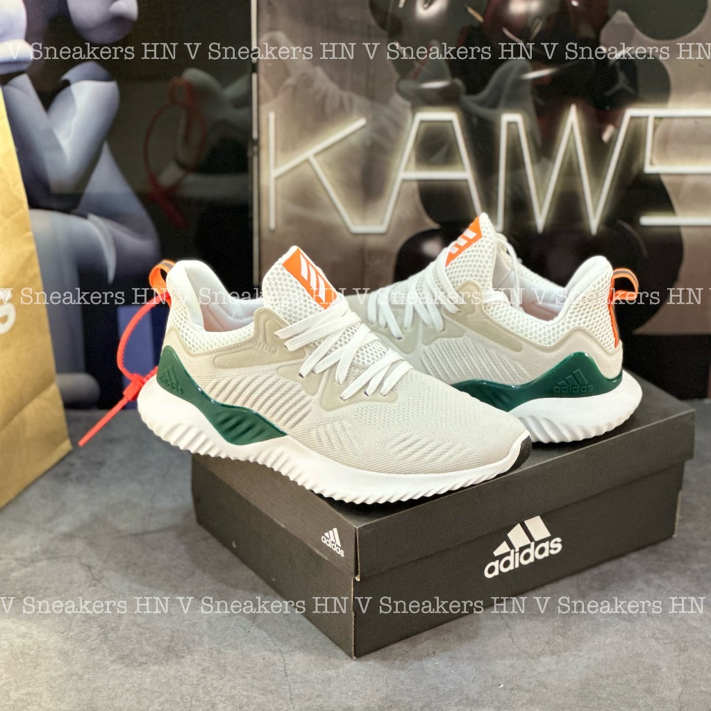 Giày Thể Thao adidas_Men's Alphabounce Running Shoe - White/Orange/Green,Alpha Xanh Trắng