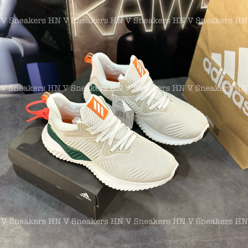 Giày Thể Thao adidas_Men's Alphabounce Running Shoe - White/Orange/Green,Alpha Xanh Trắng