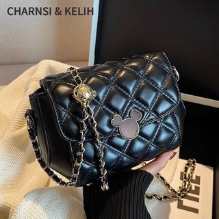 Túi Xách Nữ Đeo Vai Khoá Phối Mickey chất liệu da pu cao cấp và dây đeo Xích Cao Cấp 2024