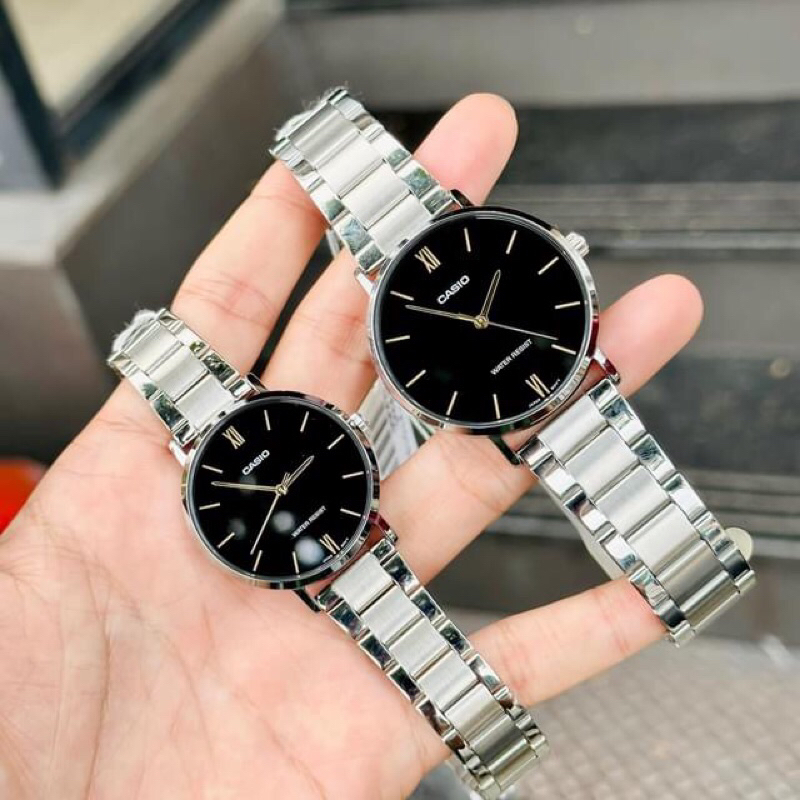 Đồng hồ đôi nam nữ dây thép Casio MTP VT01D 7B