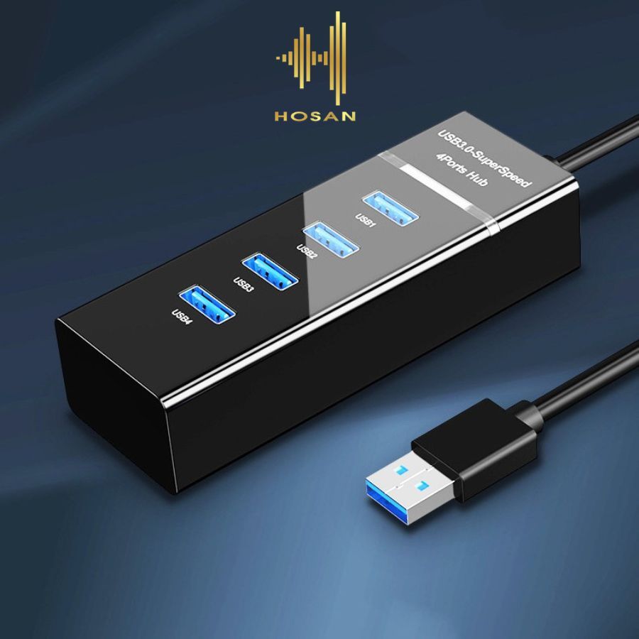 Bộ chia USB HOSAN 4 cổng USB 3.0 tốc độ cao có đèn led hỗ trợ máy tính, PC