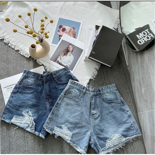Quần Short Jeans Mài Rách Lưng Cao Tôn Dáng Bigsize