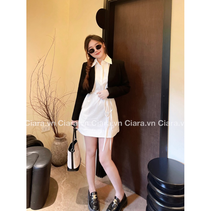 Set váy sơ mi kèm khoác