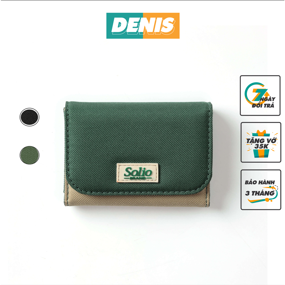 Ví nam nữ Vải canvas DENIS Nhỏ Gọn, Nút bấm Thiết Kế Phối Màu Sang Trọng