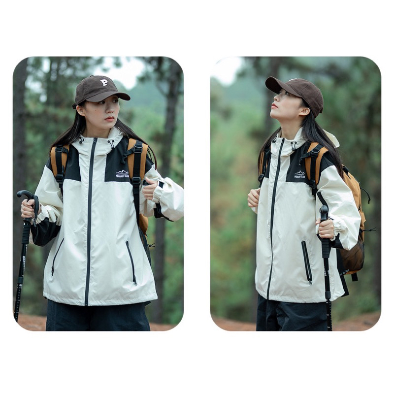 Áo khoác dù 2 lớp DOLARO, áo gió nam nữ form rộng phối màu kèm nón rộng rãi