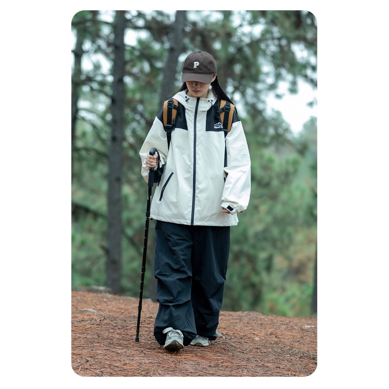 Áo khoác dù 2 lớp DOLARO, áo gió nam nữ form rộng phối màu kèm nón rộng rãi