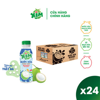 Thùng 24 chai nước dừa xim có thạch chai pet 350ml $$$