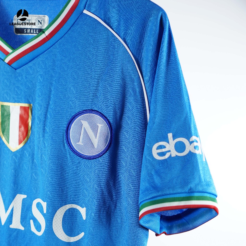 Bộ đá bóng Napoli Leaguestore - quần áo thể thao nam sân nhà 23-24 màu xanh form âu vải thái dệt mịn