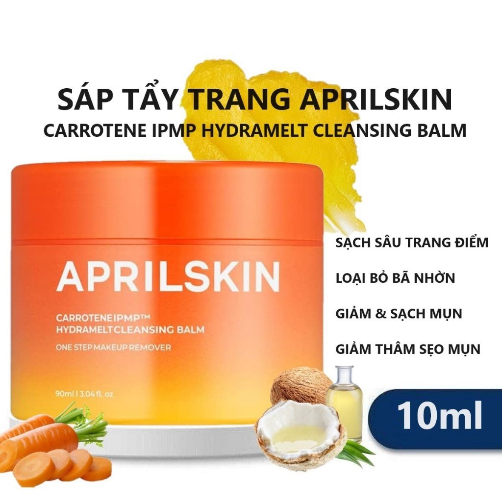Sáp Tẩy Trang Aprilskin Carrotene 10ml Loại Bỏ Bã Nhờn Giảm Mụn Aprilskin Carrotene IPMP Hydromelt Cleansing Balm 10ml