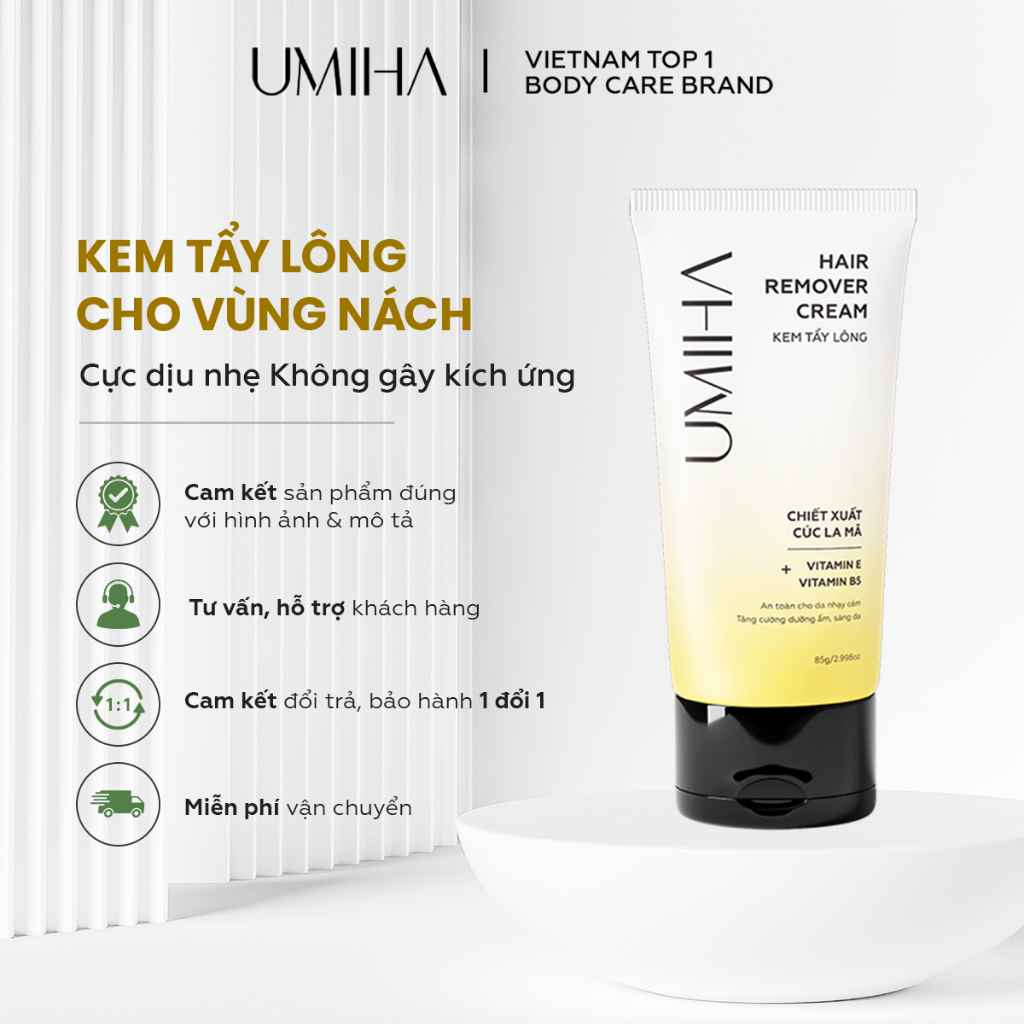 Tẩy lông nách UMIHA (85g) - Kem tẩy lông dành riêng cho vùng nách và vùng da nhạy cảm với chiết xuất Cúc La Mã