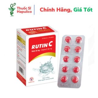 RUTIN C Hỗ trợ ngăn chảy máu chân răng thanh nhiệt tăng độ bền thành mạch - Hộp 100 viên nén 