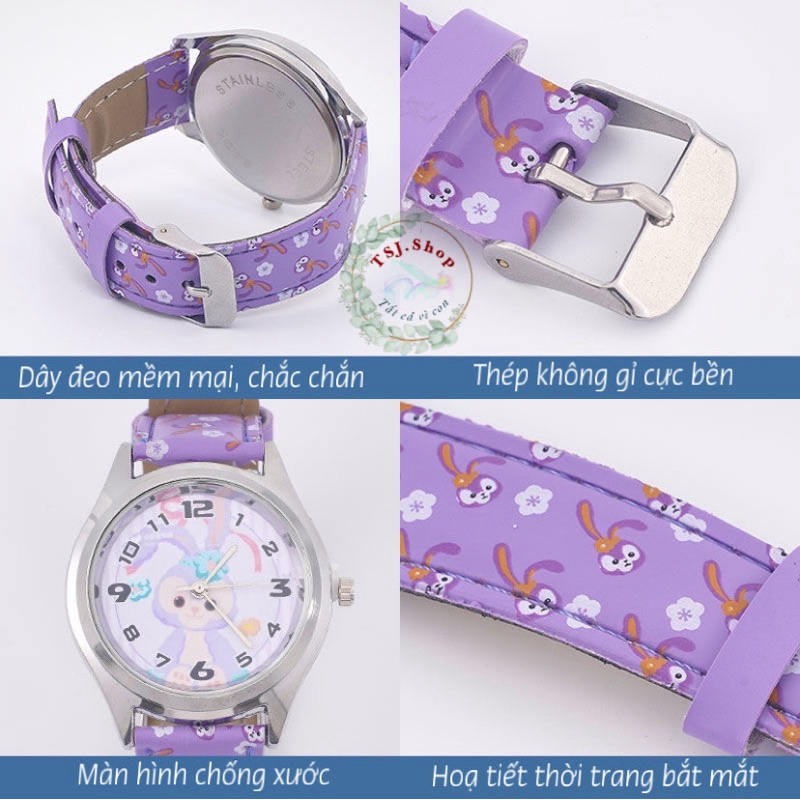 Đồng hồ cho bé hoạ tiết hoạt hình dễ thương, đồng hồ trẻ em đeo tay dạng hộp quà tặng