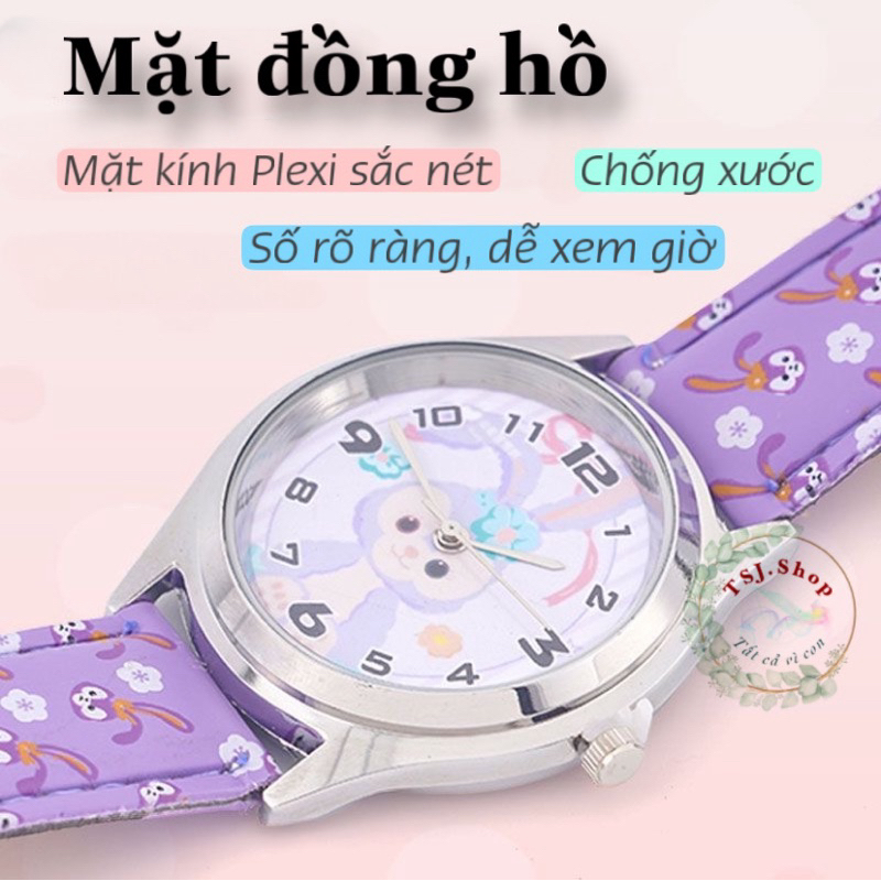 Đồng hồ cho bé hoạ tiết hoạt hình dễ thương, đồng hồ trẻ em đeo tay dạng hộp quà tặng