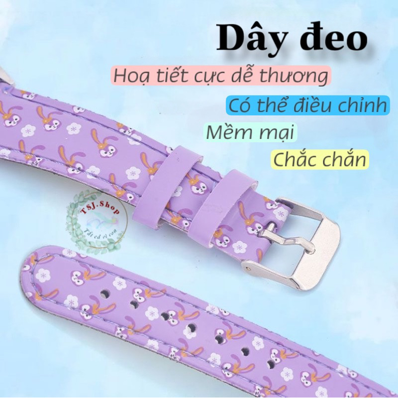 Đồng hồ cho bé hoạ tiết hoạt hình dễ thương, đồng hồ trẻ em đeo tay dạng hộp quà tặng