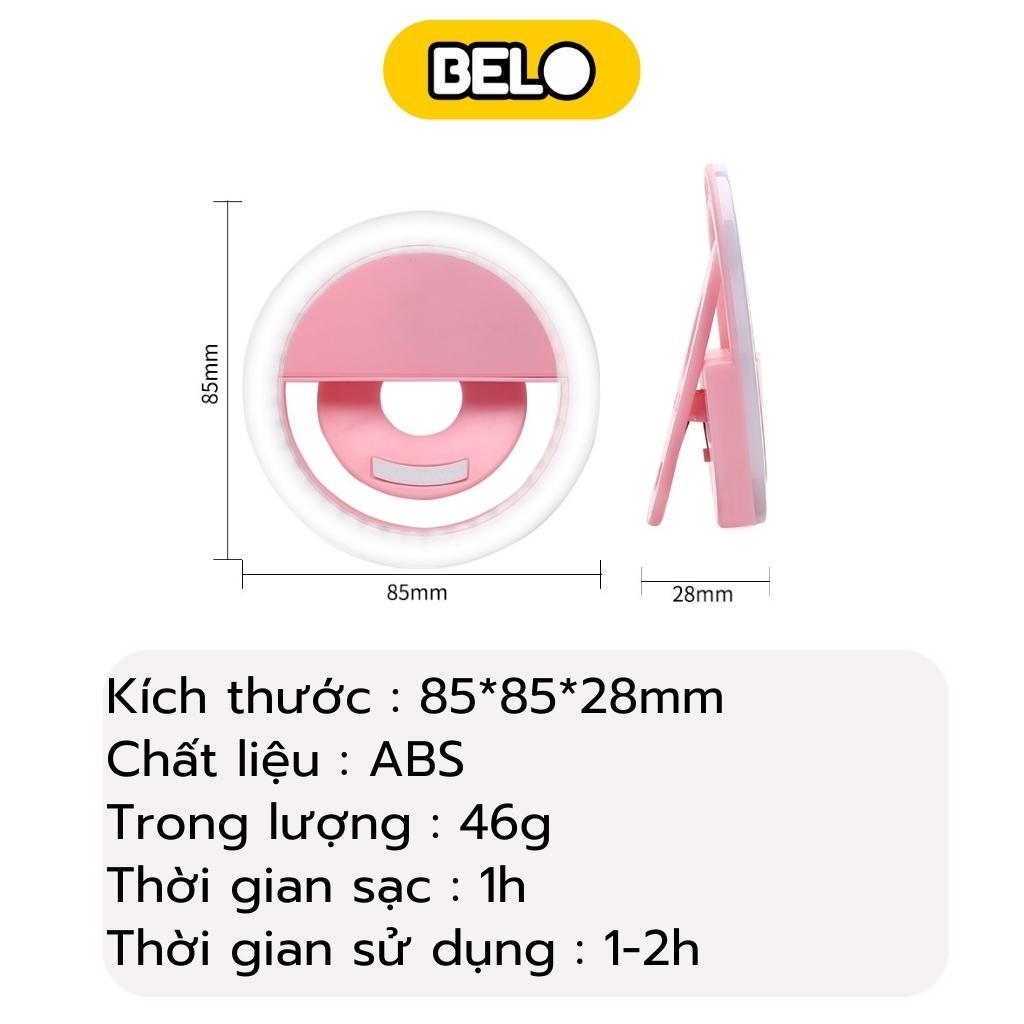 Đèn LED chụp ảnh tự sướng Selfie kẹp điện thoại tạo hiệu ứng ánh sáng - hỗ trợ livestream - 3 chế độ sáng - sạc USB Belo